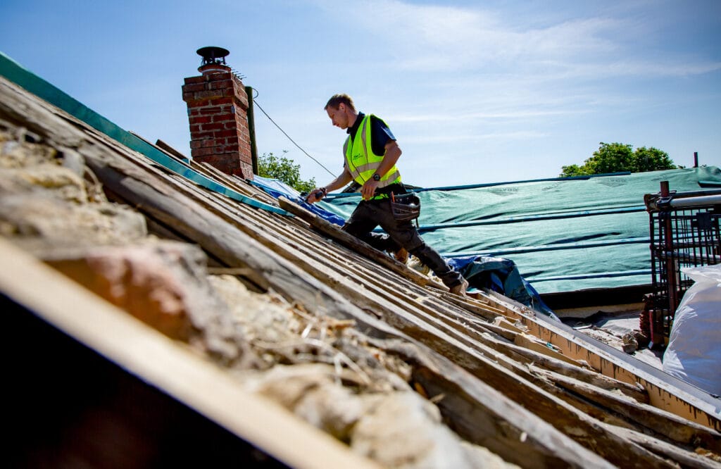 Roof repair work on a property